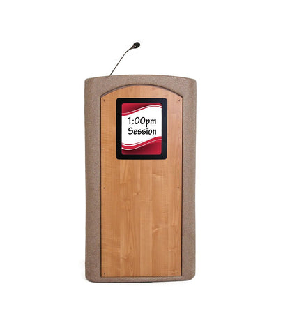 Accent Classic Integrator Vertical Logo Lectern Podium, Beige Granite - Dan James Original