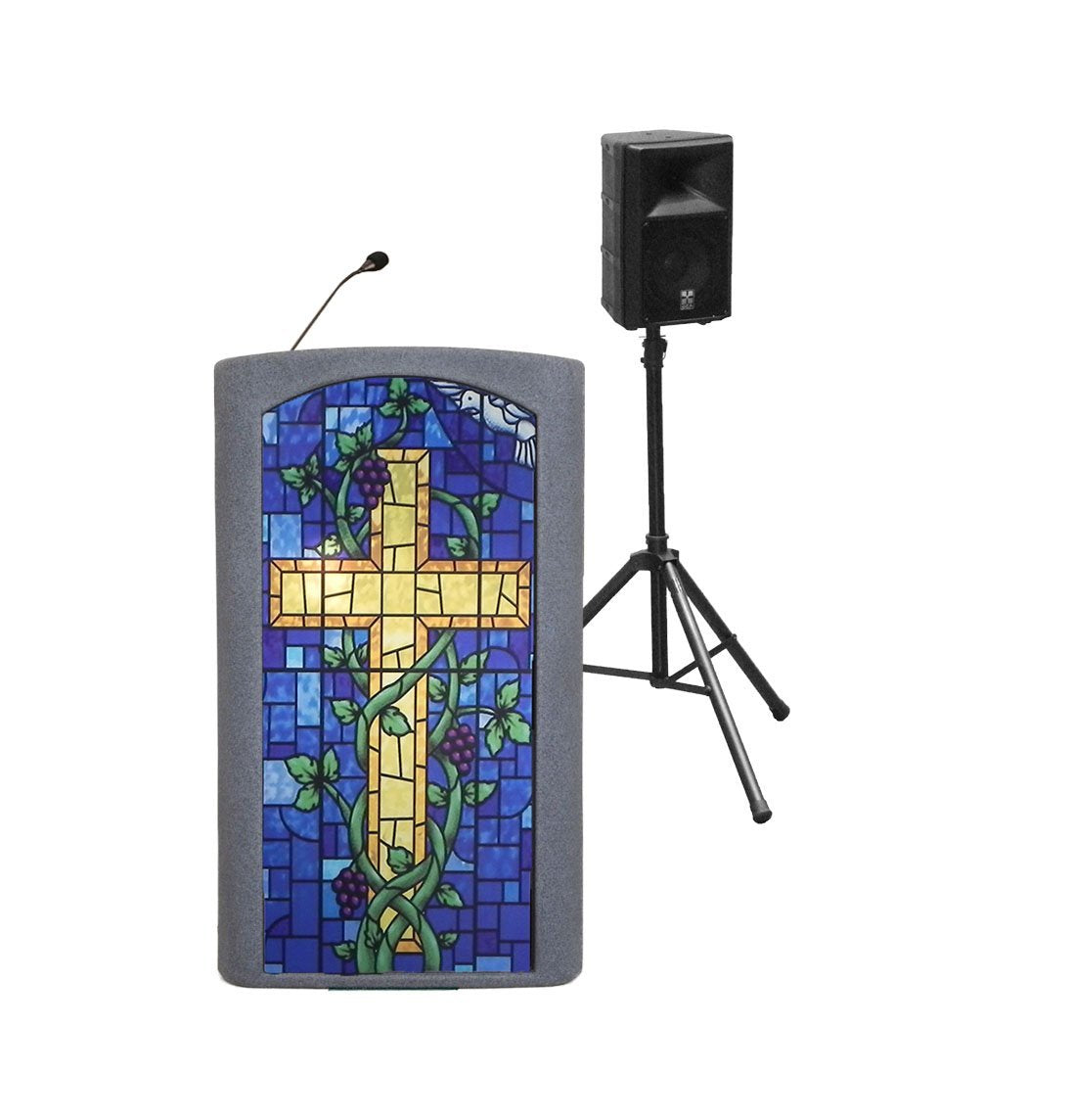 Accent Classic Presenter, Gray with Stained Glass Front Pulpit - Dan James Original