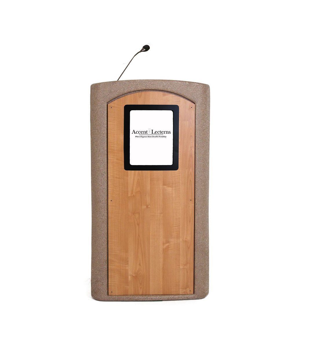 Accent Classic Integrator Vertical Logo Lectern Podium, Beige Granite - Dan James Original