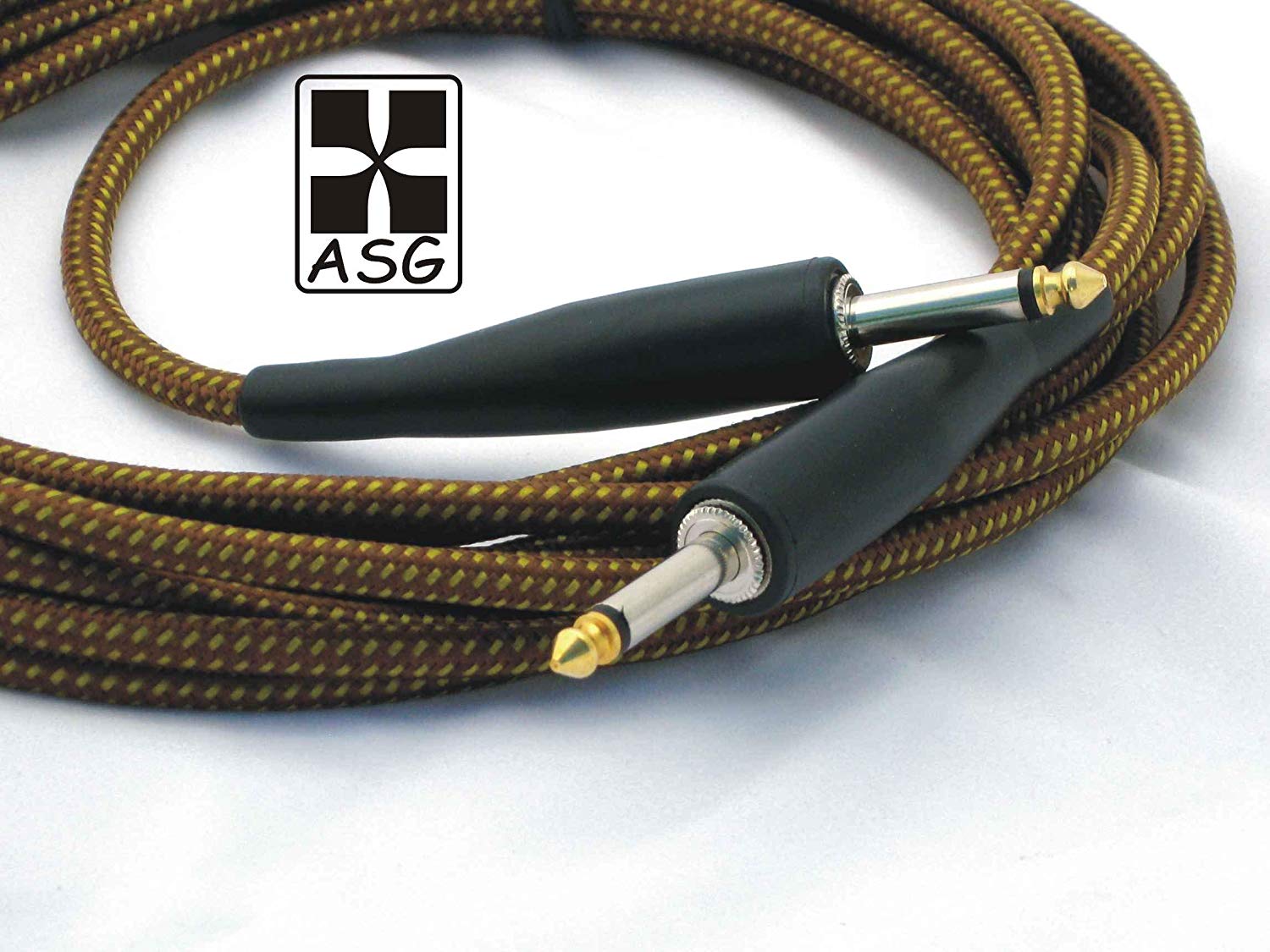 Gold Tipped Braided Oxygen-Free Guitar Instrument Cable Rubber Strain-Relief