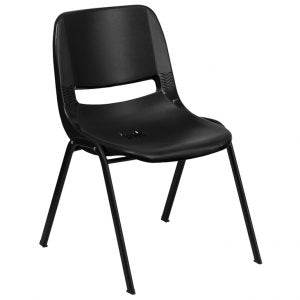 HERCULES Series Black Ergonomic Shell Stack Chair